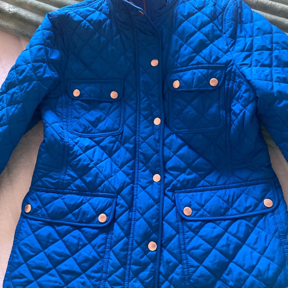 Talbots Royal Bluequilted Button Jacket Euc - image 1